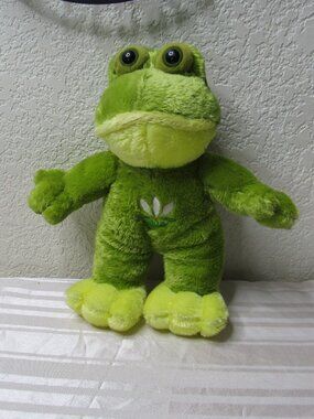 Vintage Dan Dee Plush Toy Frog Green Clover Flower Emblem Stuffed Animal Lovey G